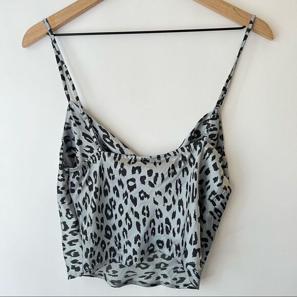 Bardot Leopard Print Satin Cami Tank Top in Blueish Gray M - Picture 5 of 5